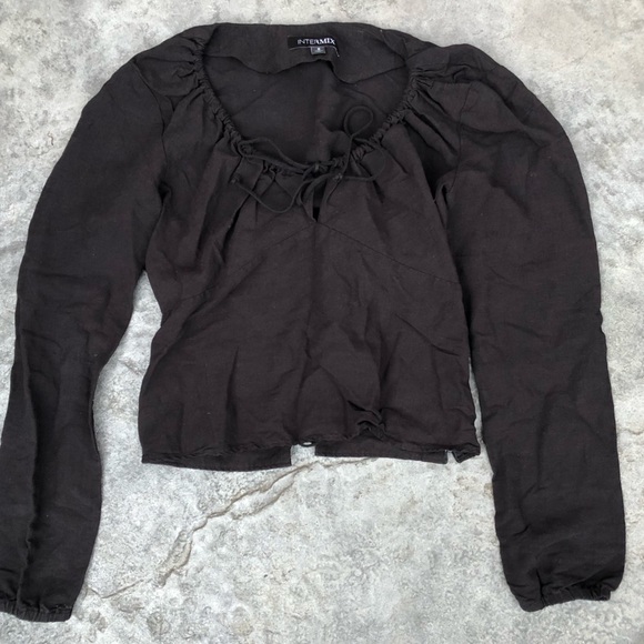 INTERMIX Marseille Lace-Up Top black size 8 - Picture 7 of 7